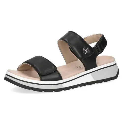 Produktbild: CAPRICE Damen Sandalen flach aus Leder Bequem, Schwarz (Black Softnap.), 39 EU