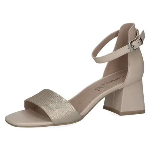 Produktbild: CAPRICE Damen Sandalen mit Absatz aus Leder mit Riemchen, Beige (Cream Comb), 41 EU