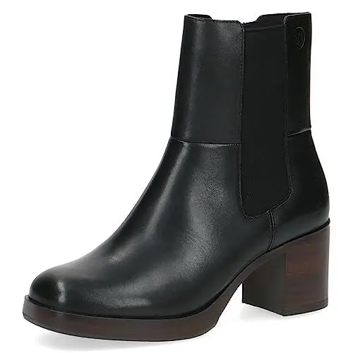Produktbild: CAPRICE Damen Stiefeletten mit Absatz Memotion aus Leder Blockabsatz Weite G, Schwarz (Black Nappa), 39 EU