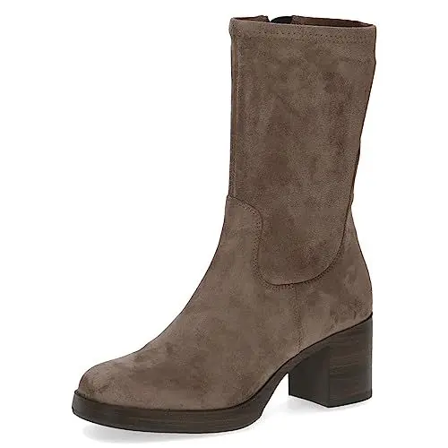 Produktbild: CAPRICE Damen Stiefeletten mit Absatz Memotion Hoher Schaft Blockabsatz Weite G, Braun (Taupe Stretch), 38 EU