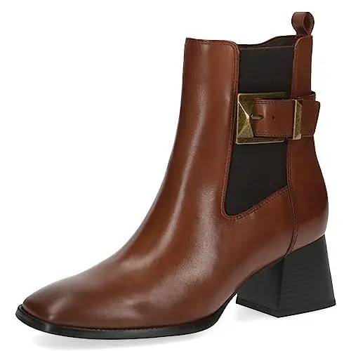 Produktbild: CAPRICE Damen Stiefeletten mit Absatz aus Leder Blockabsatz Weite G, Braun (Cognac Nappa), 38 EU