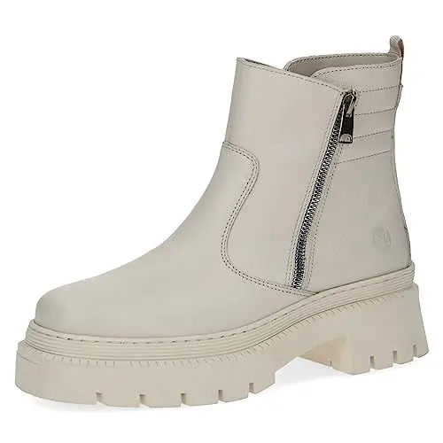 Produktbild: CAPRICE Damen Stiefeletten ohne Absatz Memotion aus Leder Plateau Weite G, Beige (Beige Nappa), 39 EU