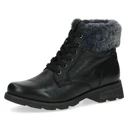 Produktbild: CAPRICE Damen Stiefeletten ohne Absatz Airmotion aus Leder Fell Weite G, Schwarz (Black Comb), 38.5 EU