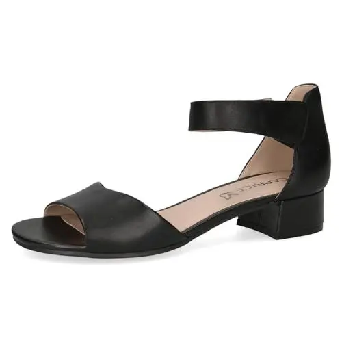 Produktbild: Caprice Damen Sandalen mit Absatz aus Leder mit Riemchen, Schwarz (Black Nappa), 40.5 EU