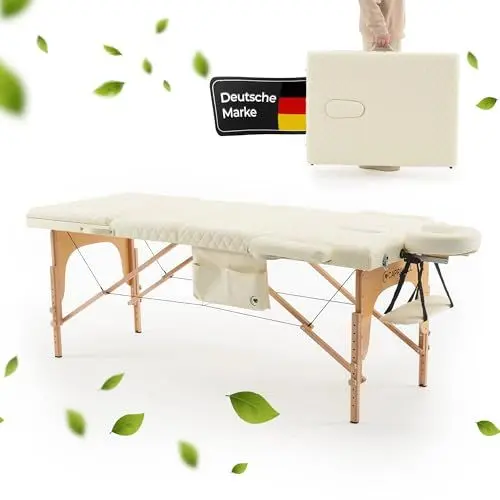Produktbild: Capriwell – Liege für Massage – Massageliege – ideal für Kopfmassage – aus Kunstleder (PVC) – kommt mit Gesichtspolster, Armablagen, Kopfstütze mit Kissen, 2X seitliche Armstützen – Beige