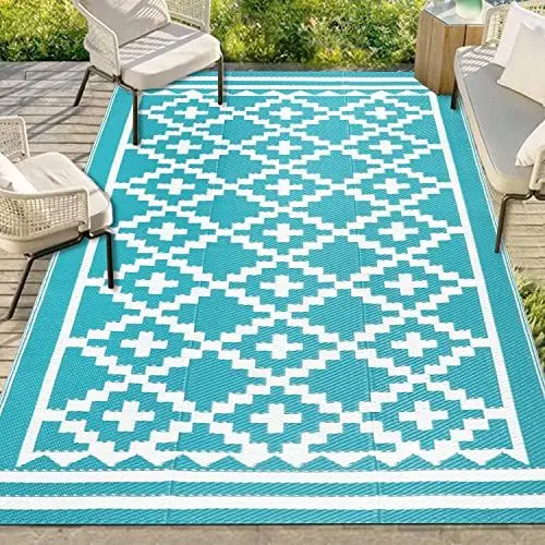 Produktbild: Capslpad Outdoor-Teppich für Terrasse, 120 x 180 cm, Kunststoff-Stroh, Outdoor-Teppich, wendbar, UV-beständig, recycelt, Picknickdecke für Terrasse, Hinterhof, Terrasse, Balkon, Camping, Zelt, Deck,