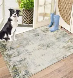 Produktbild: Capslpad Schmutzfangmatte 60x90 cm rutschfest Maschinenwaschbar Abstrakt Fußmatte Wasserdicht Kratzen Schmutz ab Sauberlaufmatte Eingangstürmatte, Fussmatte für Hund, Haustür & Flur Dekor, Beige