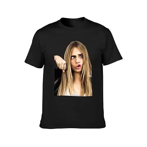 Produktbild: Cara Delevingne Crazy T-Shirt Graphic Tee Printed Top Mens T-Shirt Black S