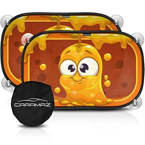 Produktbild: CARAMAZ Sonnenschutz 50x30cm Auto Baby mit UV Schutz extra dunkel- 2 Stück mit 8 Saugnäpfen Sonnenblende Auto Kinder - Auto Fenster Sonnenschutz - Sonnenblende Auto Baby Sonnenschutz