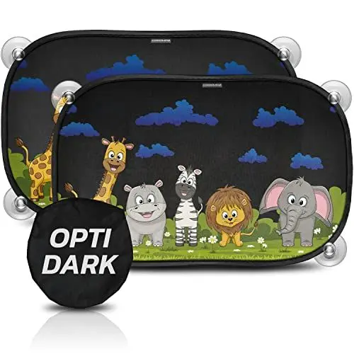 Produktbild: CARAMAZ Sonnenschutz Auto Baby mit UV Schutz Zertifiziert - Opti-Dark - Saugnapf - Seitenscheibe - Autofenster Kinder - Verdunklung 48x30cm, 2 Stück