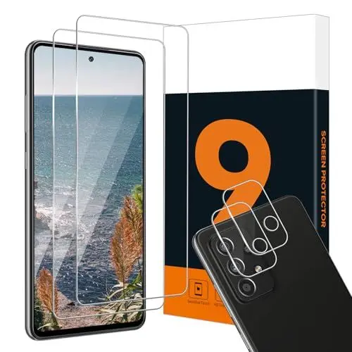 Produktbild: Carantee Schutzfolie für Panzerglas für Samsung Galaxy A72 5G, 2 Stück 9H Härte Schutzglas mit 2 Stück Kameraschutz, 2.5D Abdeckung, Frei von Fingerabdruck, Anti-Schmutz A72 Displayschutzfolie