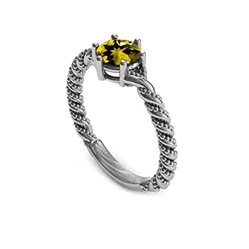 Produktbild: CaratYogi 925 Sterlingsilber-Antike-Ring Natürlicher Citrine November Geburtsstein Verlobungsring Frauen in Größe: 49