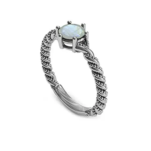 Produktbild: CaratYogi 925 Sterlingsilber-Antike-Ring natürlicher Regenbogen-Mondstein-Verlobungsring Frauen in Größe: 59