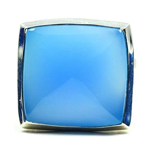 Produktbild: CaratYogi Damen Herren Unisex - 0,925 Sterling-Silber 925 Quadratschliff naturbelassen, blau, Chalzedon