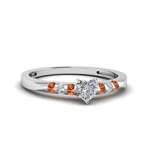 Produktbild: CaratYogi Einfacher Diamantring mit Channel Bar Set Sterling Silber Natur Granat Herz Zierliche Verlobungsringe Kanaleinstellung Größe 53 Leichte Ornament-Geschenk