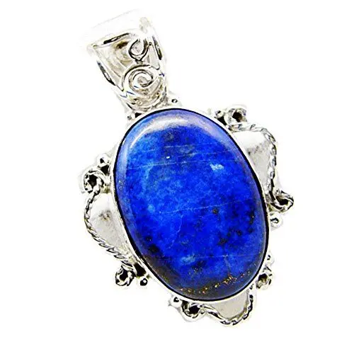 Produktbild: CaratYogi Natürliche Lapislazuli Halsketten Für Frauen 925 Silber Ovale Form Anhänger Healing Charms Chakra