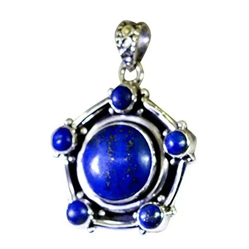 Produktbild: CaratYogi Natürliche Lapislazuli Heilstein Anhänger Für Frauen Charms Astrologische Halskette Runde Form