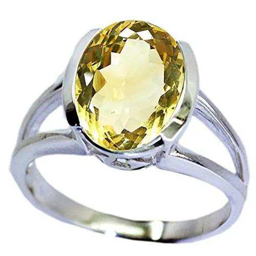 Produktbild: CaratYogi Natural Citrin Ring Split Shank 925 Sterling Silber Edelstein Statement Ring Schmuck für Männer und Frauen Ringgröße: X