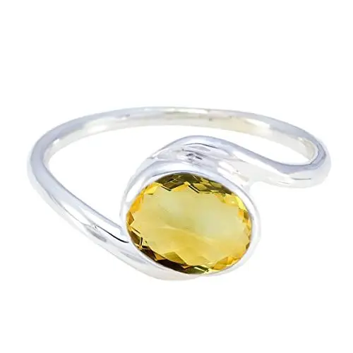 Produktbild: CaratYogi Verlobungsschmuck Sterling Silber Natur Citrin Oval Schöne Design Hochzeit Bypass Einstellung Größe 51 Besonderes Geschenk für Frauen, Mädchen und Damen