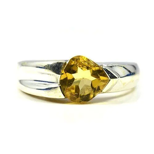Produktbild: caratyogi Schönes natürliches Pear Form Citrin Ring Sterling Silber Gr. Fernmeldeleitung für Herren - 61 (19.4)