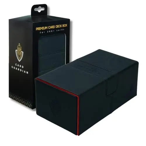 Produktbild: Card Guardian - Premium Deck Sammelkarten Box für 200 Karten Sammelkartenspiele TCG (Schwarz)
