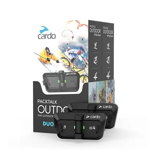 Produktbild: Cardo PACKTALK Outdoor Duo Pack, Helm-Kommunikationssystem, ideal für Ski, Snowboard und Radfahren (Schwarz, Zweierpackung)