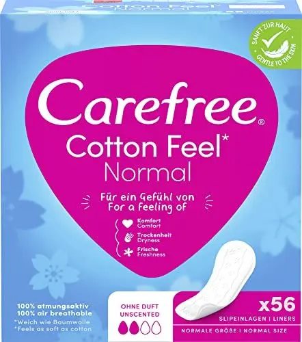 Produktbild: Carefree Cotton Feel Normal Slipeinlagen, 56 Stück (1 Packung) (Verpackung kann variieren)