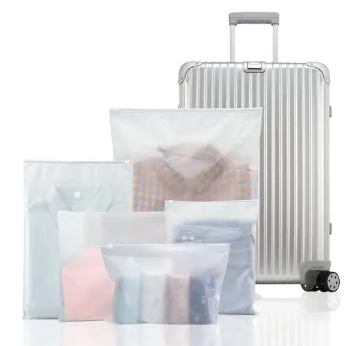 Produktbild: 25 Stück Reisetaschen set Zip-Beutel Kunststoff-Reißverschluss-Reisetasche, Koffer Organizer Tasche, wiederverwendbare transparente Beutel zum Verpacken von Kleidung Unterwäsche Schuhen Kosmetik