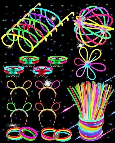 Produktbild: Knicklichter Party Set-100x Knicklichter-Knicklichter Kinder-Leuchtstäbe mit Verbinder-Leuchtende Party Deko Party Zubehör-Festival Zubehör