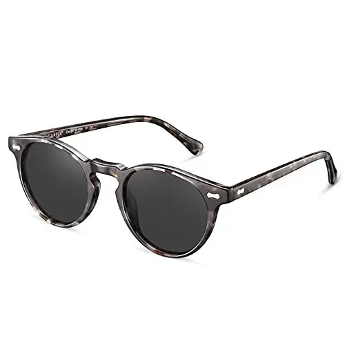Produktbild: CARFIA Polarisierte Sonnenbrille Herren Männer Fahrenbrille Runden Rahmen mit Lederetui