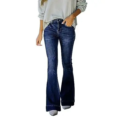 Produktbild: Cargo Jeans Damen Lässige Jeans Damenhose Taschen Taille Blaue gerade Hose Mid Classic Denim Damenjeans Extra Lange Hosen Damen Hosen Damen Skinny Jeans (Dark Blue, XXL)