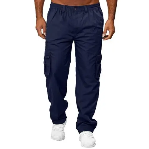Produktbild: Cargohose Herren Hose Baumwolle Cargo Hosen Baggy Arbeitshosen Männer Leichte Hose Bequeme Freizeithose MäNner Hosen Winter Jagdhose Herren Cargo Hose Jungs 158/164 Baggy Jeans
