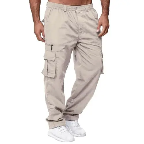 Produktbild: Cargohose Herren Schwarz Lang Latzhose Herren Arbeitshose Beige Jogginghose Mit Reißverschluss Herren Grau Sporthose Herren Lang Mit Taschen Chino Hose Herren Schwarz 34/32 Black-Friday