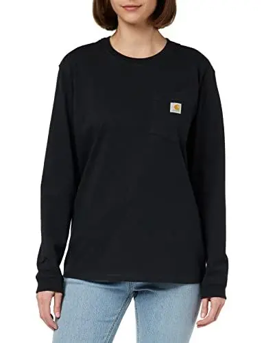 Produktbild: Carhartt Damen Loose Fit, schweres, langärmliges Pocket T-Shirt, Schwarz, S