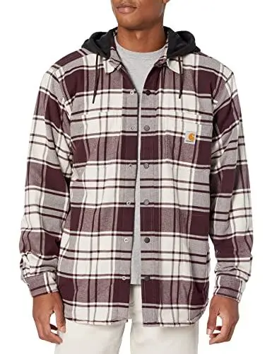 Produktbild: Carhartt Herren Flannel Fleece Lined Hooded Shirt Jac, Malt, L