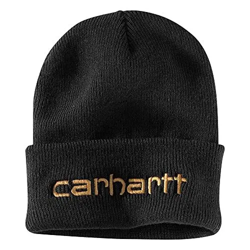 Produktbild: Carhartt Herren Isolierte Strickmütze mit Logo-Grafik und Umschlag, Schwarz, OFA