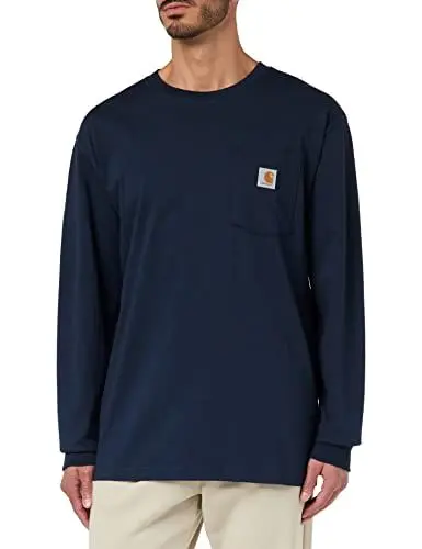 Produktbild: Carhartt Herren Loose Fit, schweres, langärmliges Pocket T-Shirt mit Tasche, Marineblau, XL