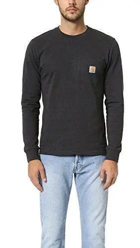Produktbild: Carhartt Herren Loose Fit, schweres, langärmliges Pocket T-Shirt mit Tasche, Schwarz, XXL