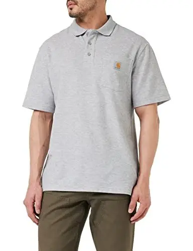 Produktbild: Carhartt, Herren, Weites, mittelschweres, kurzärmliges Polohemd mit Tasche, Grau meliert, XXL