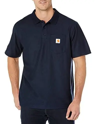 Produktbild: Carhartt, Herren, Weites, mittelschweres, kurzärmliges Polohemd mit Tasche, Marineblau, XL