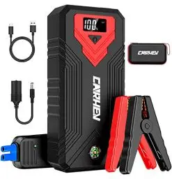 Produktbild: CARHEV Starthilfe Powerbank, 3000A Spitzenstrom 24000mAh Auto Starthilfe Powerbank mit LCD Display für bis zu 8L Benzin & 8L Dieselmotor, 12V Jump Starter mit USB Schnellladung und LED Taschenlampe