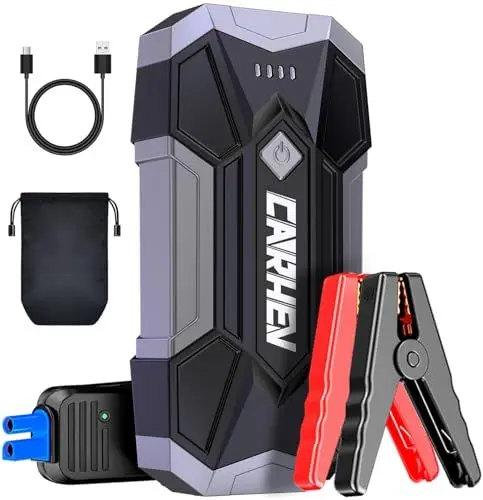Produktbild: CARHEV Starthilfe Powerbank für Pkw, 4500A Starter Powerbank (Bis Zu 8,0L Benzin Oder 8,0L Diesel), 12V Booster Auto Starthilfe mit LED, Jump Starter mit Starthilfekabel und 2 USB Ausgänge