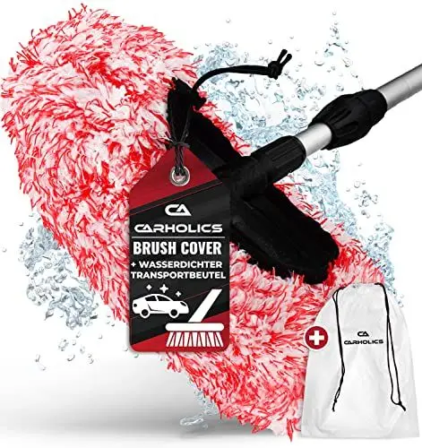 Produktbild: CARHOLICS® Premium Brush Cover inkl. wasserdichtem Transportbeutel I Besonders schonender Auto Waschbürstenüberzug mit maximaler Saugkraft I Bürstenüberzug für gründliche Reinigung