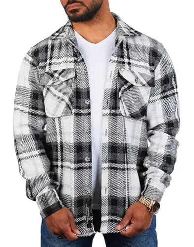 Produktbild: Carisma Herren warmes Flanell Holzfäller Karo Hemd Dicke weiche Qualität Regular fit kariert 8615, Grösse:XXL, Farbe:Schwarz-Weiß (8525)