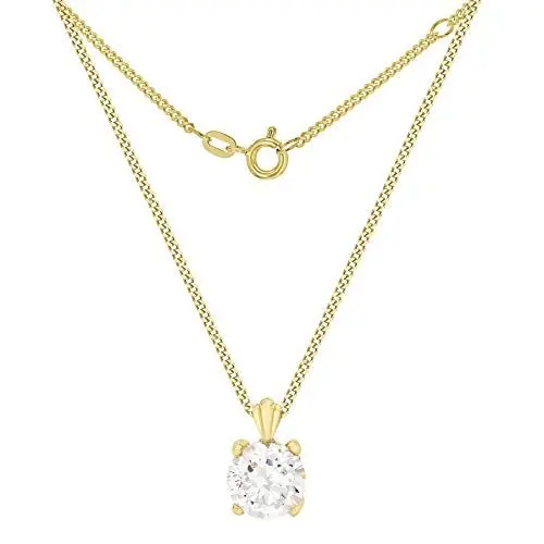 Produktbild: Carissima Gold Damen Diamantschliff Panzerkette 0.4mm mit Rund Cubic Zirkonia Anhänger 9k(375) 6mm Gelbgold 41cm/16zoll-46cm/1zoll