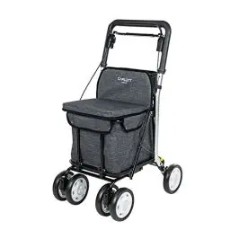 Produktbild: Carlett - Lett800 Comfort Move | Einkaufstrolley | 4-Rad Faltbarer Einkaufswagen | Medizinprodukt der Klasse I | Abnehmbare Tasche 29 l/15 kg | Rollator mit Sitz | Ablagefach | Hellgraue..