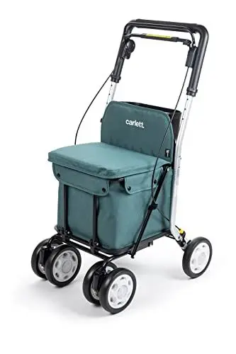 Produktbild: Carlett - Lett800 Comfort Move | Einkaufstrolley | 4-Rad Faltbarer Einkaufswagen | Medizinprodukt der Klasse I | Abnehmbare Tasche 29 l/15 kg | Rollator mit Sitz | Ablagefach | Grün