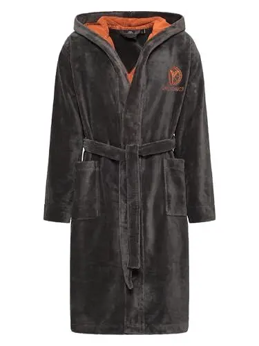 Produktbild: Carlo Colucci Bademantel mit Kapuze Anthrazit/Orange XL