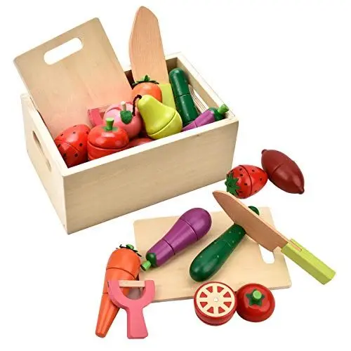 Produktbild: CARLORBO Spielzeug-Lebensmittel Spiellebensmittel Obst und Gemüse Sortiment im Aufbewahrungsbox Küchenspielzeug Spielzeug für Jungen mädchen 2 3 4 5 Jahre