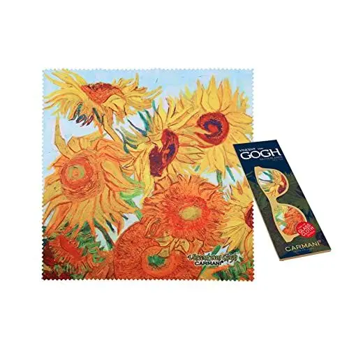 Produktbild: CARMANI - Hochwertige Mikrofaser-Reinigungstücher für Linsen, Brillen, Bildschirme, Tablets, Brillen, bedruckt mit Vincent Van Gogh Sonnenblumen
